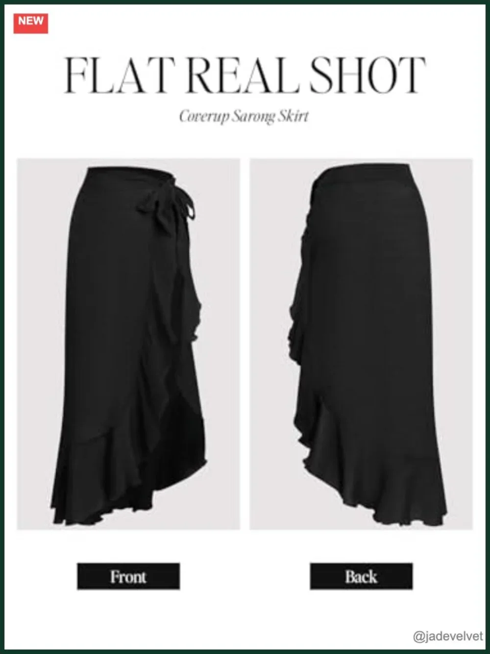 Chiffon Sarong Wrap Skirt Cover Up with Self Tie and Ruffle Trim Beach Swimsuit